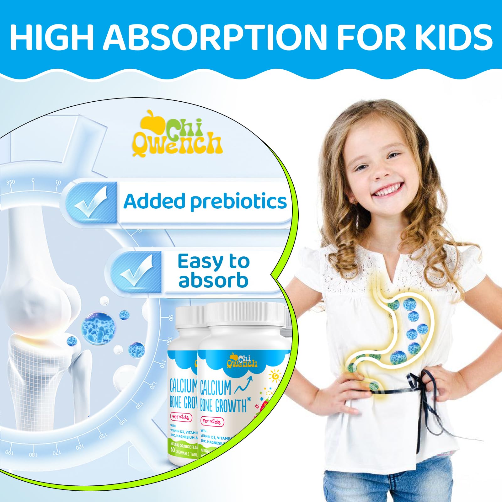 ChiQwench Kids Calcium Supplement chewable tablets side view