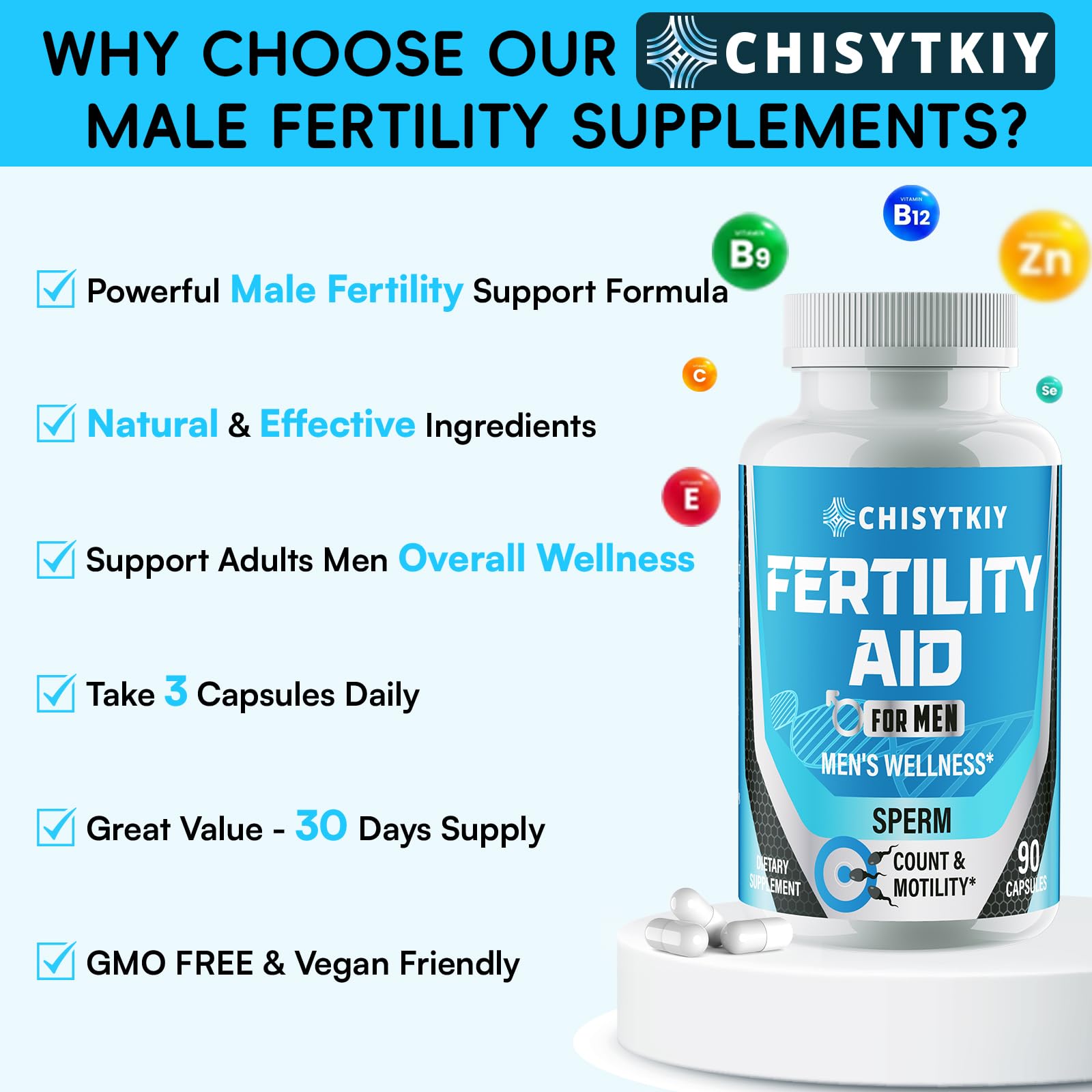 Chisytkiy Male Fertility Supplements lifestyle scene on a table