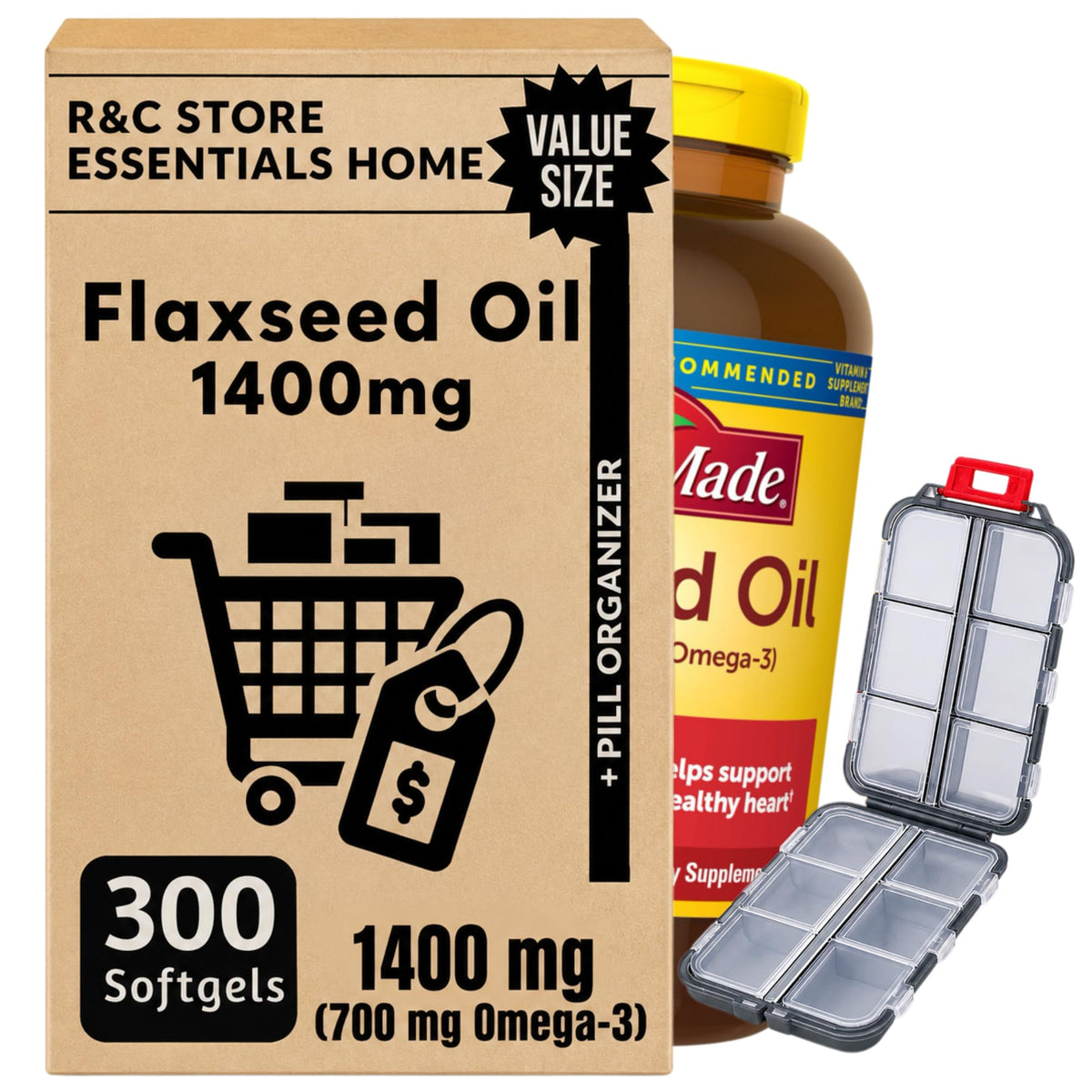 Chloe'C Flaxseed Oil Softgels 1400mg front view