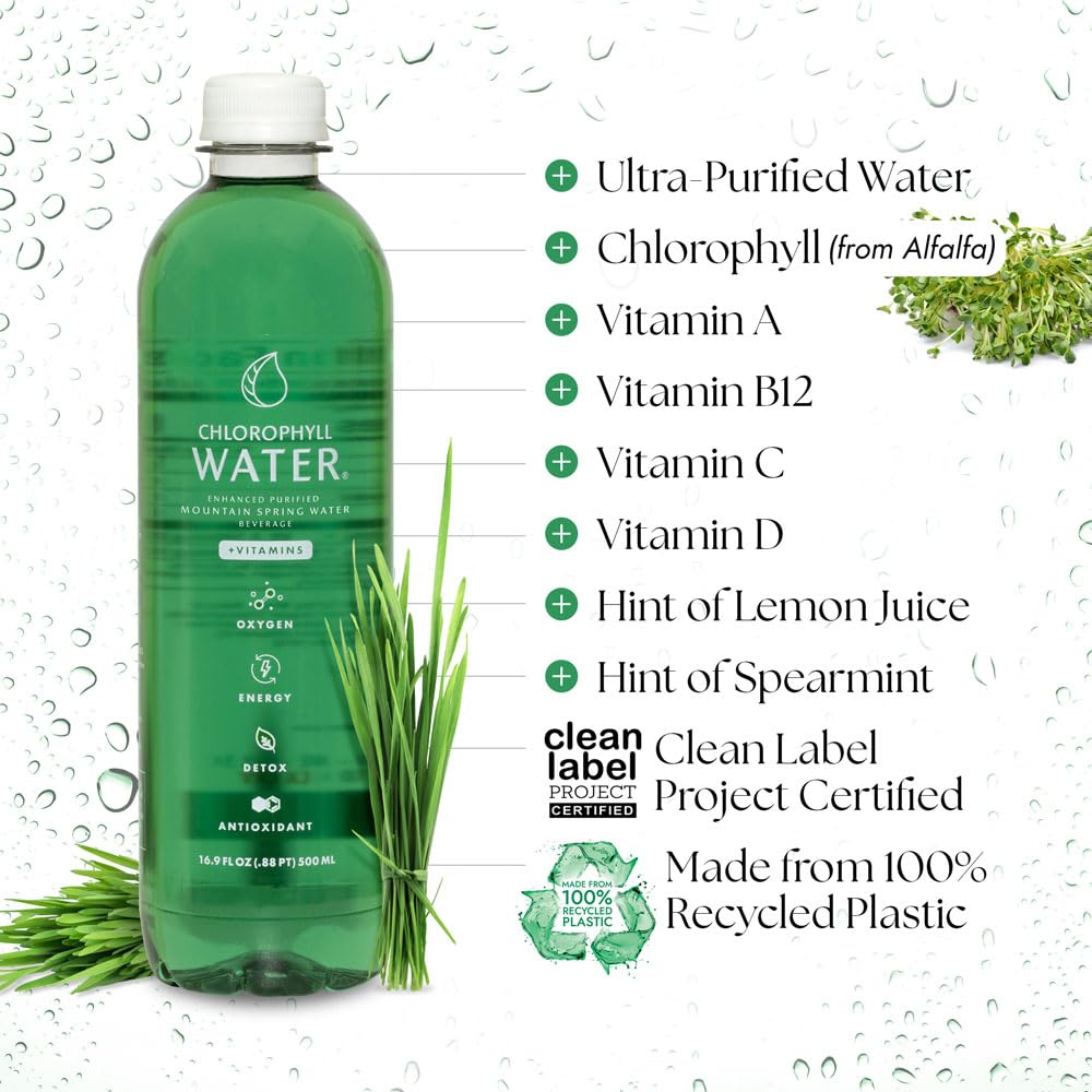 Chlorophyll Water 6690g bottle with organic lemon juice and spearmint