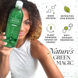 Chlorophyll Water bottle side view showing Clean Label certification