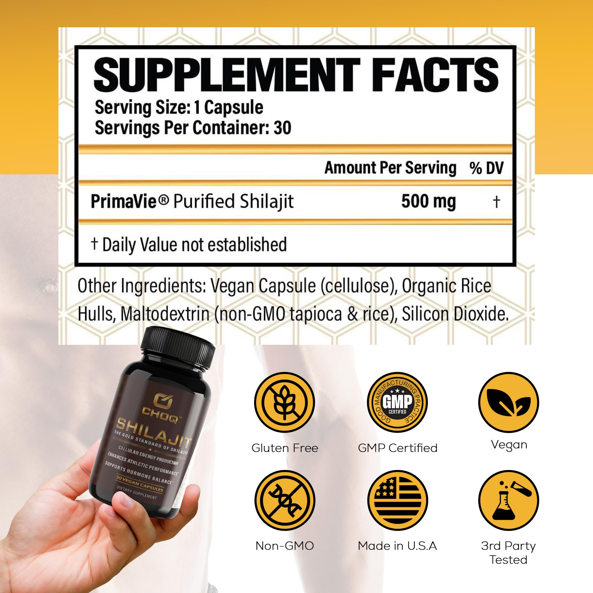 CHOQ Shilajit Supplement 50g opened packaging