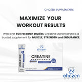 ChoZen Creatine Monohydrate Stick Pack with water for mixing