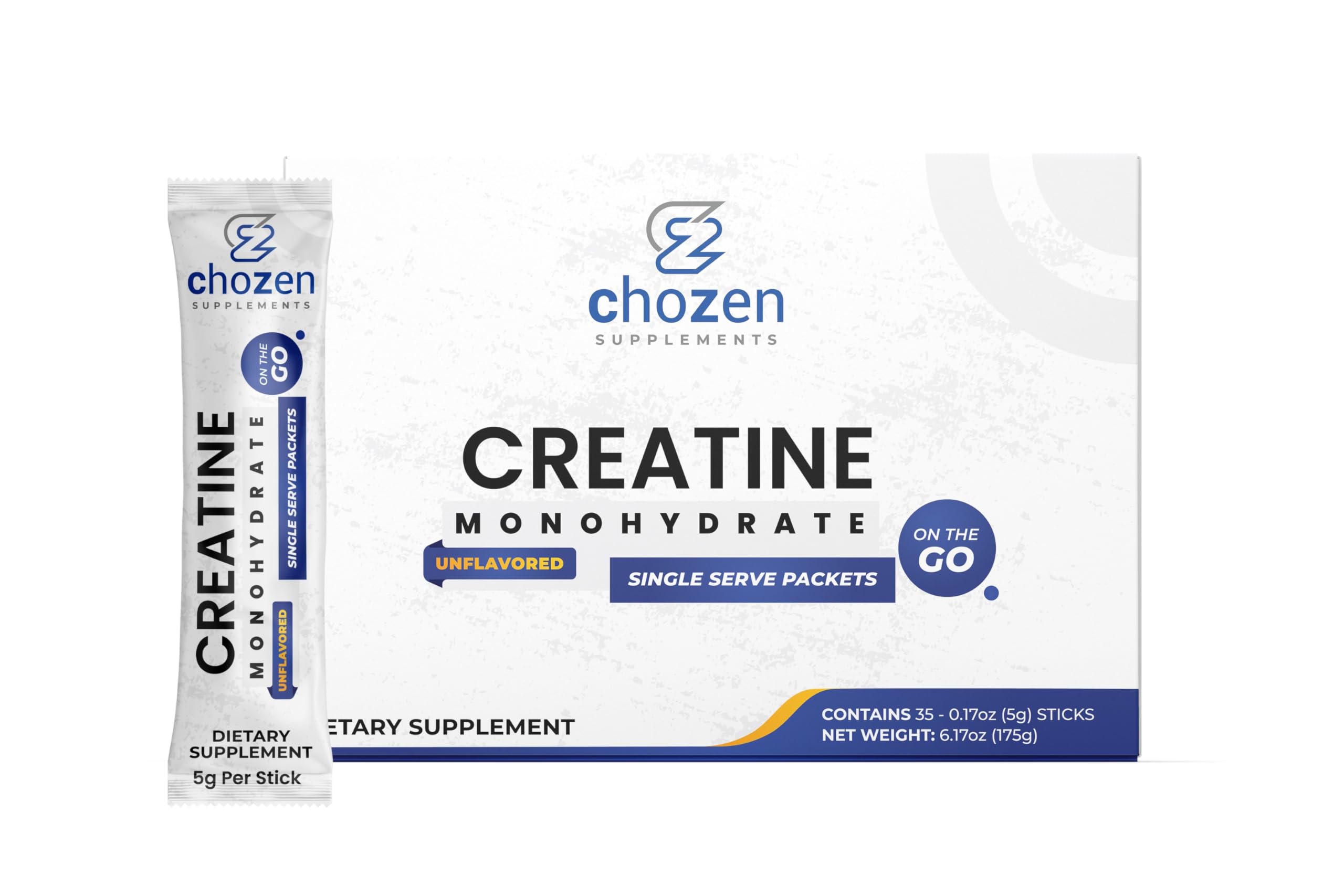 ChoZen Creatine Monohydrate Stick Packs front view with packaging
