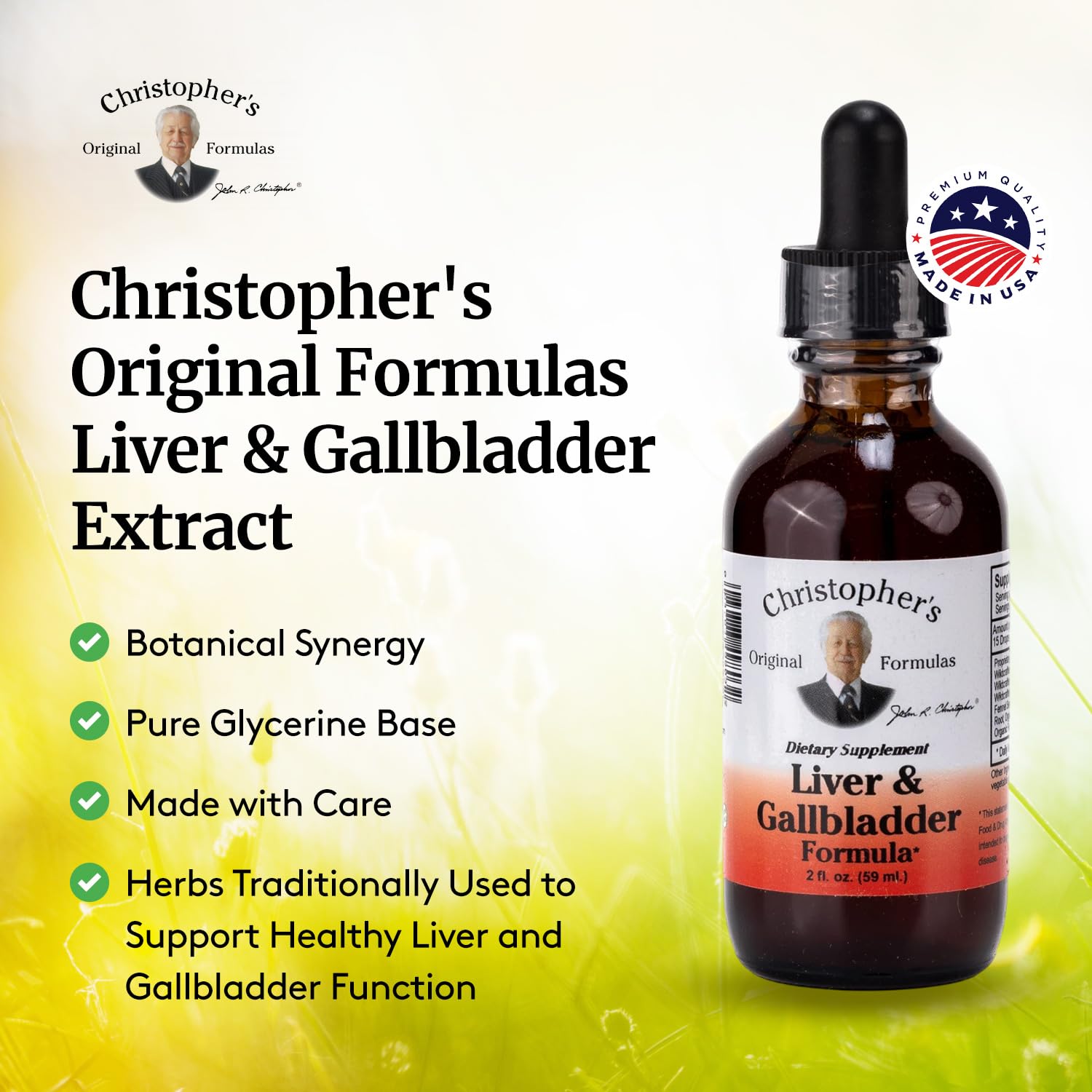 Christopher's Liver Extract bottle with cap off