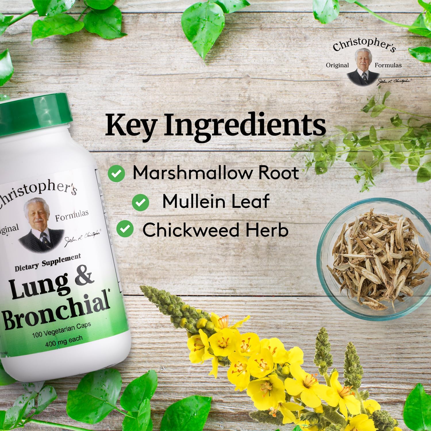 Christopher's Lung and Bronchial Formula bottle cap open
