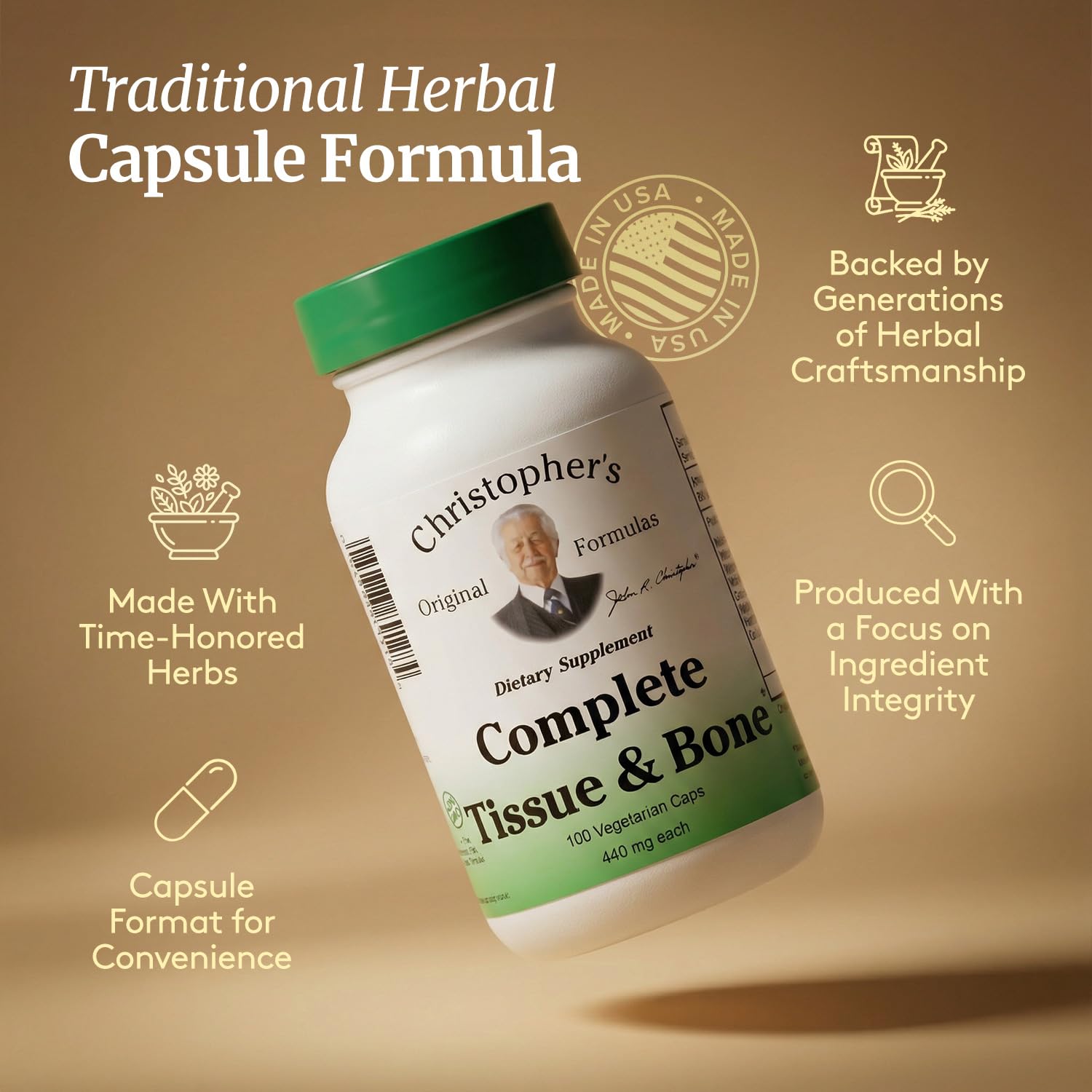 Christopher's Original Formulas Bone Support Supplement side view
