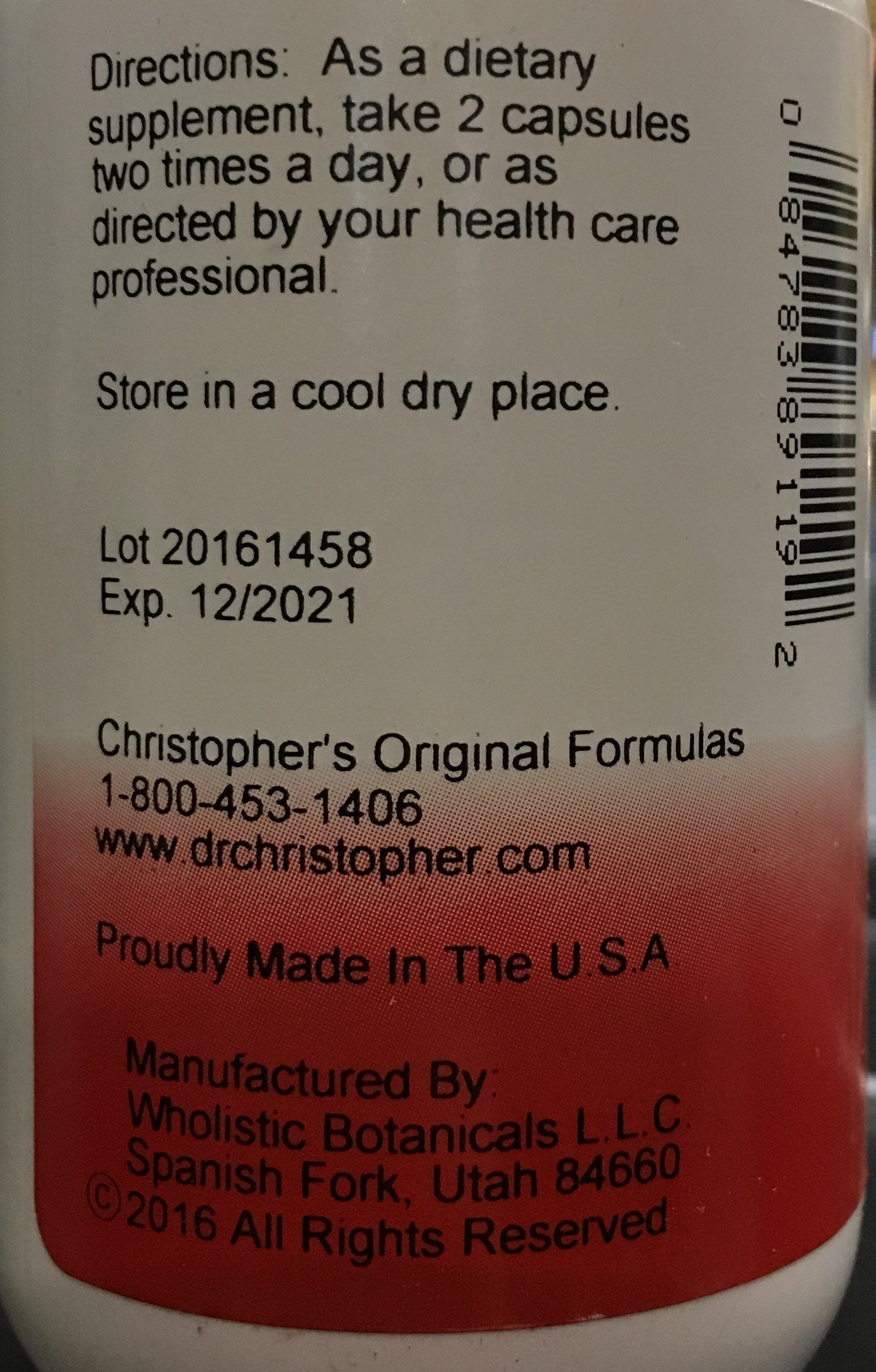 Christopher's Original Formulas Chest Formula capsule close-up