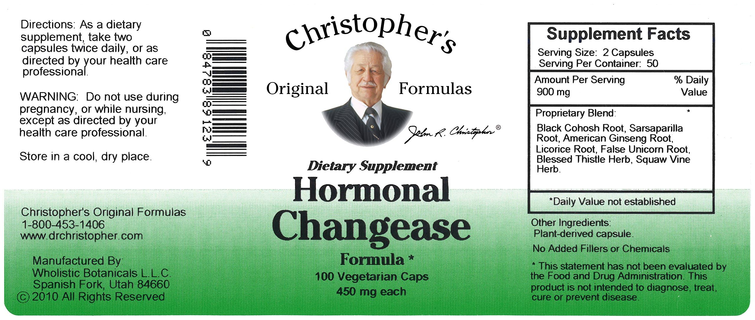 Christopher's Original Formulas Herbal Support Capsules side view