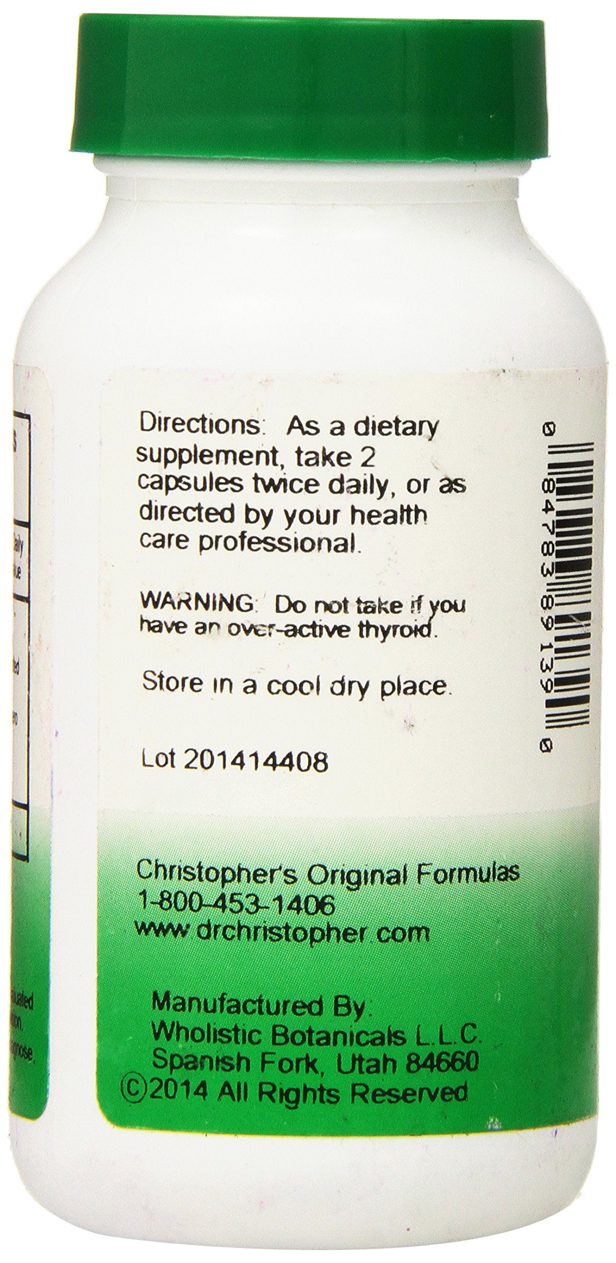 Christopher's Original Formulas Herbal Thyroid 950mg capsules side view