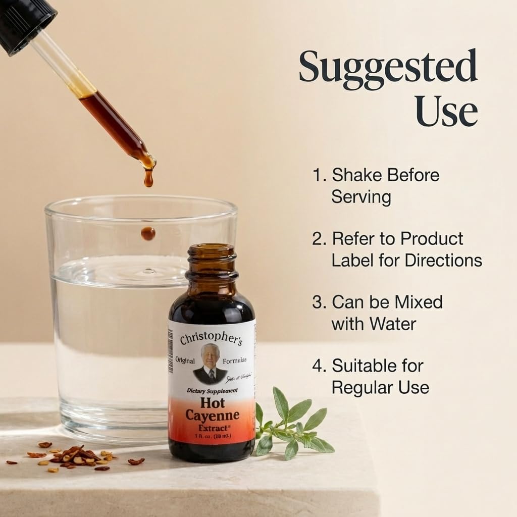 Christopher's Original Formulas Hot Cayenne Extract with measuring dropper