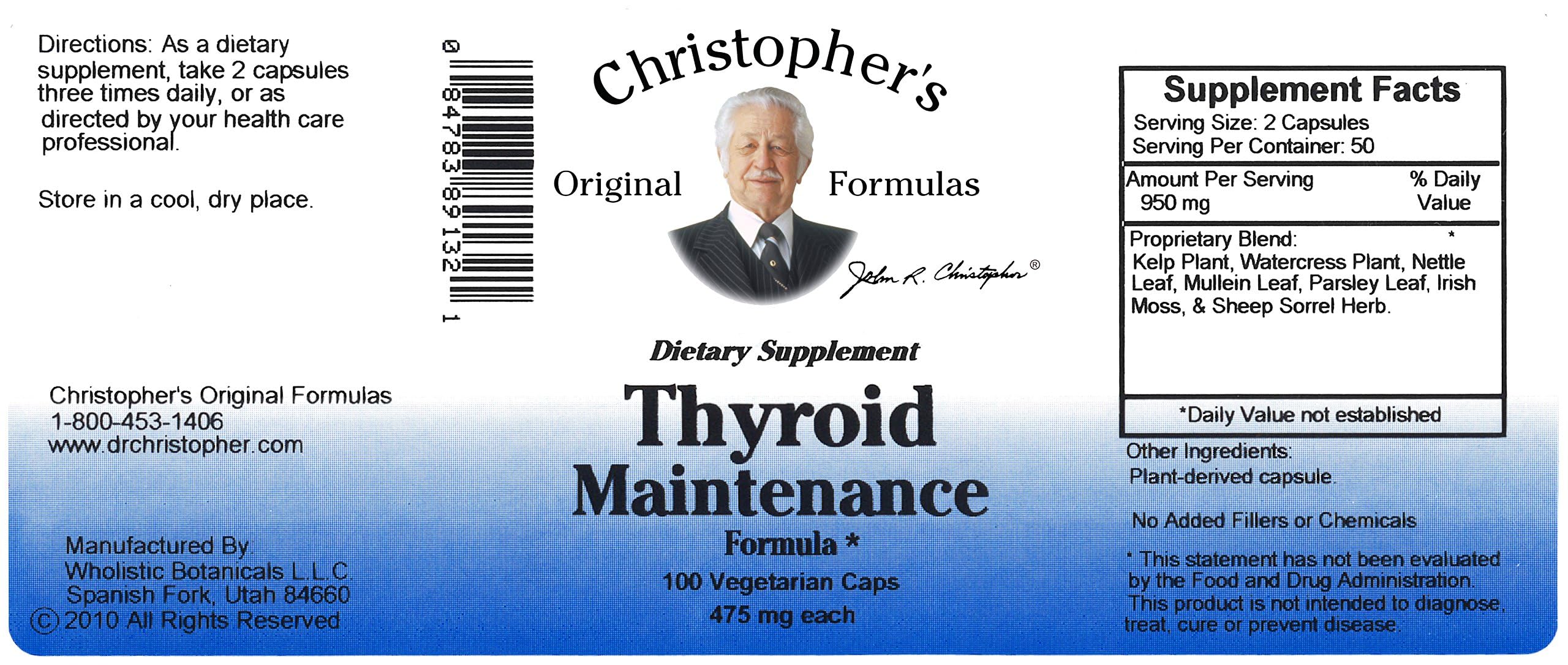 Christopher's Original Formulas Thyroid Maintenance label close-up