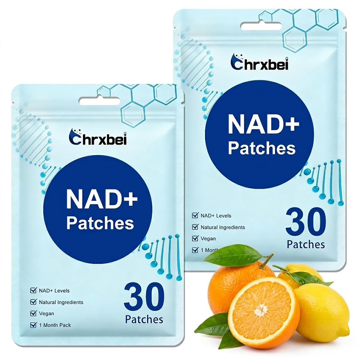 Chrxbei NAD+ patches pack front view with product details