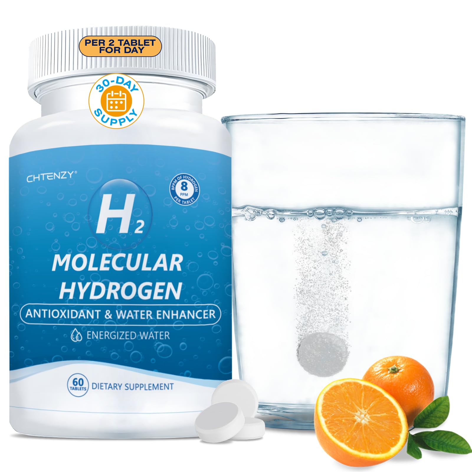 CHTENZY Hydrogen Water Tablets front view packaging