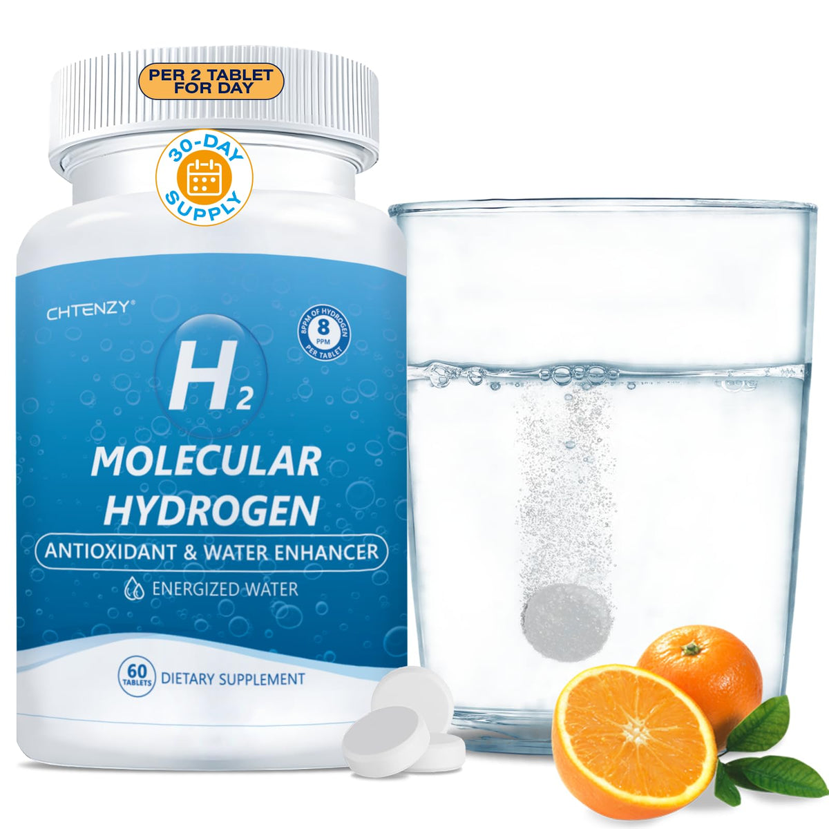 CHTENZY Hydrogen Water Tablets front view packaging