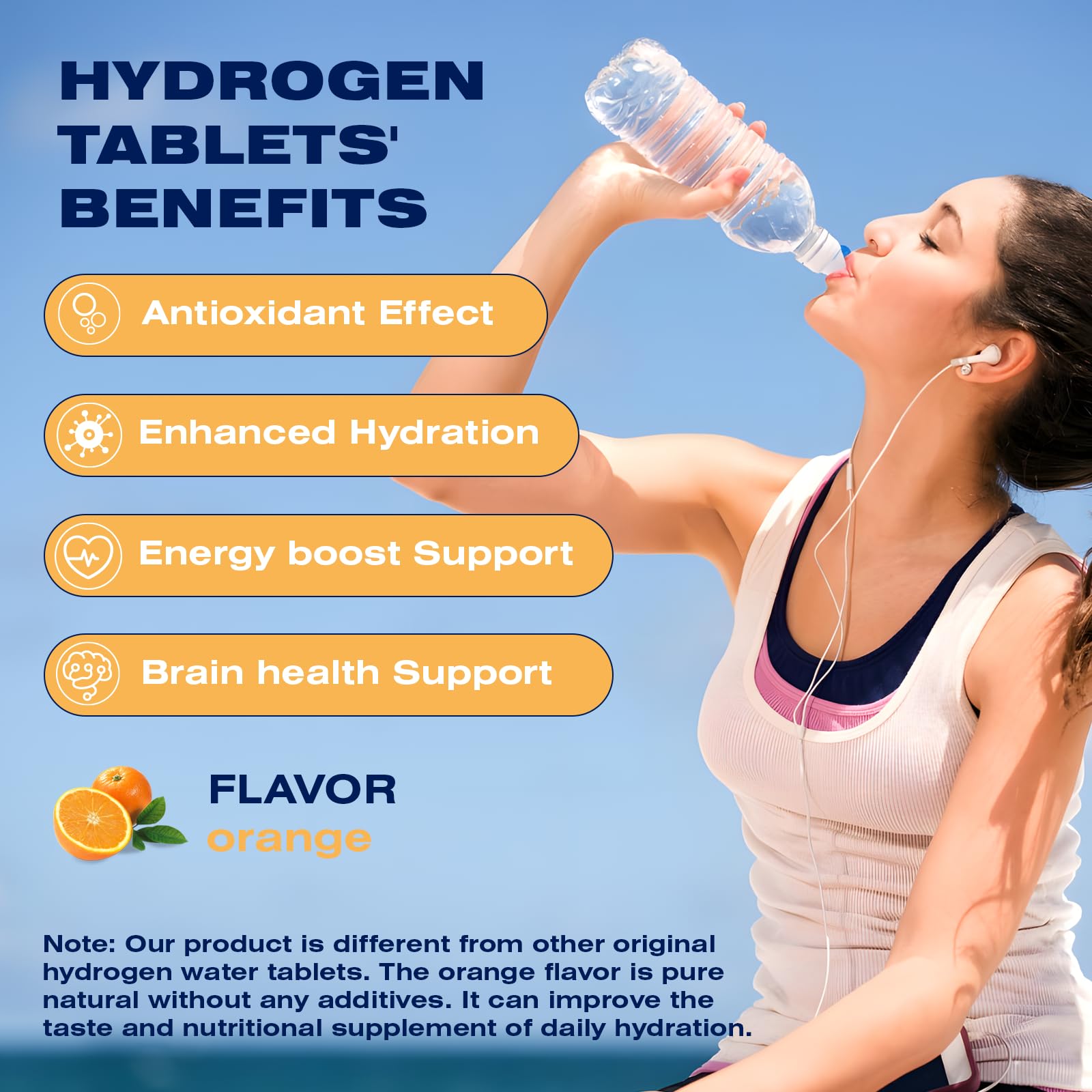 CHTENZY Hydrogen Water Tablets orange flavour close-up