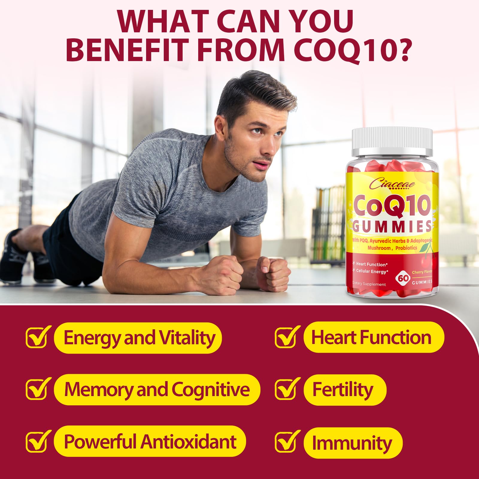 Ciaceae CoQ10 Gummies 400mg with Adaptogenic Mushroom Blend