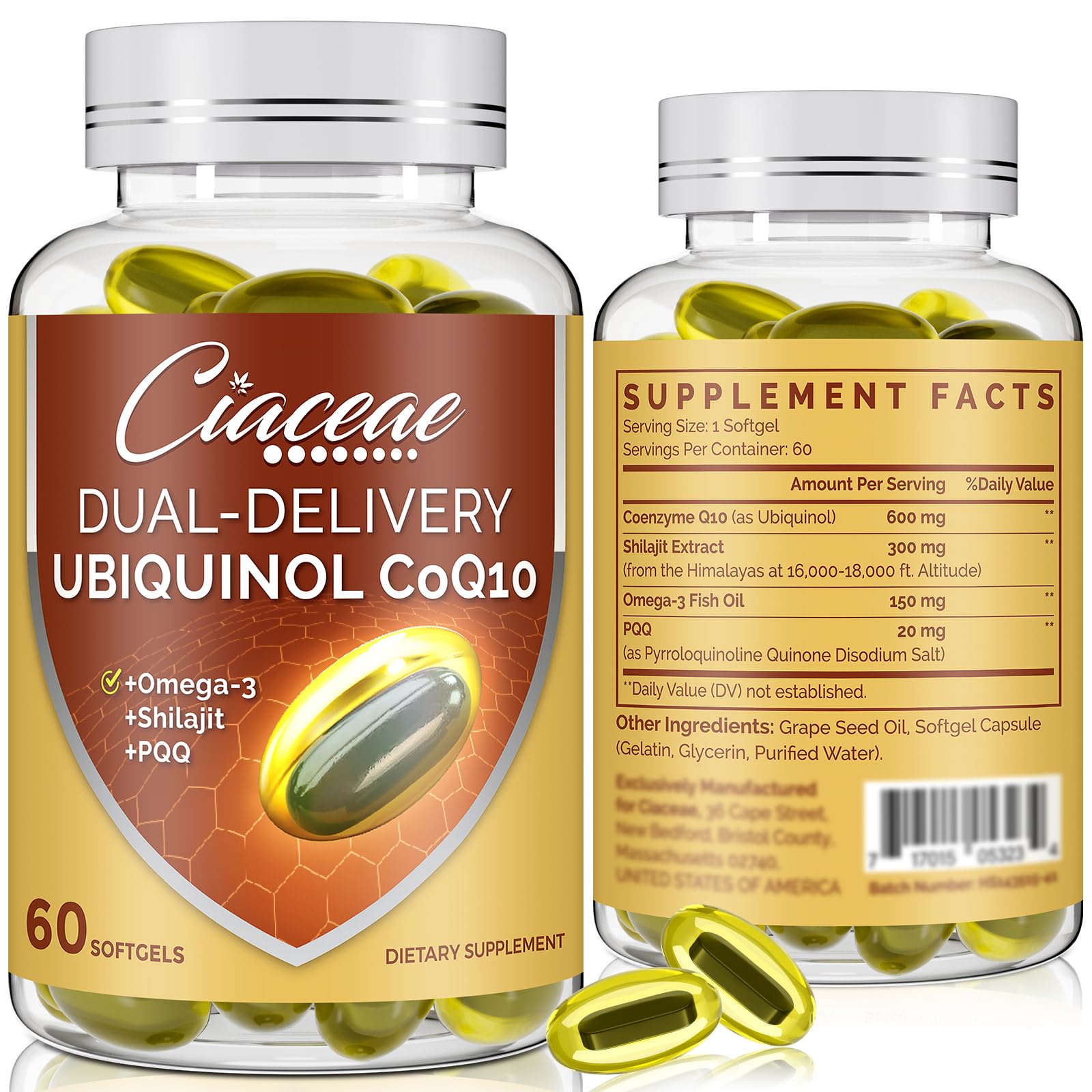 Ciaceae CoQ10 Softgel Capsules front view with packaging