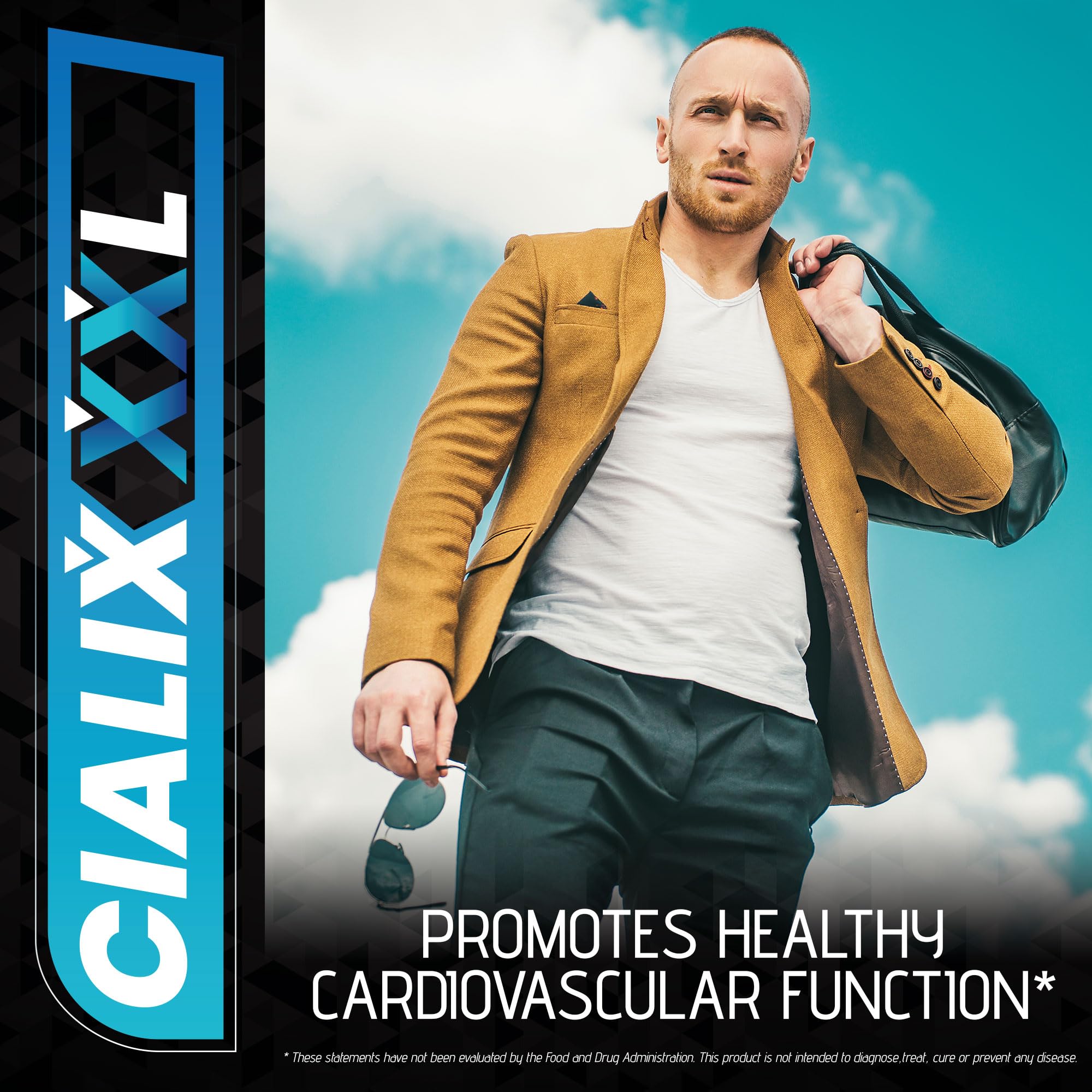 Cialix XXL Daily Blood Flow Supplement 60 Capsules on a wooden table