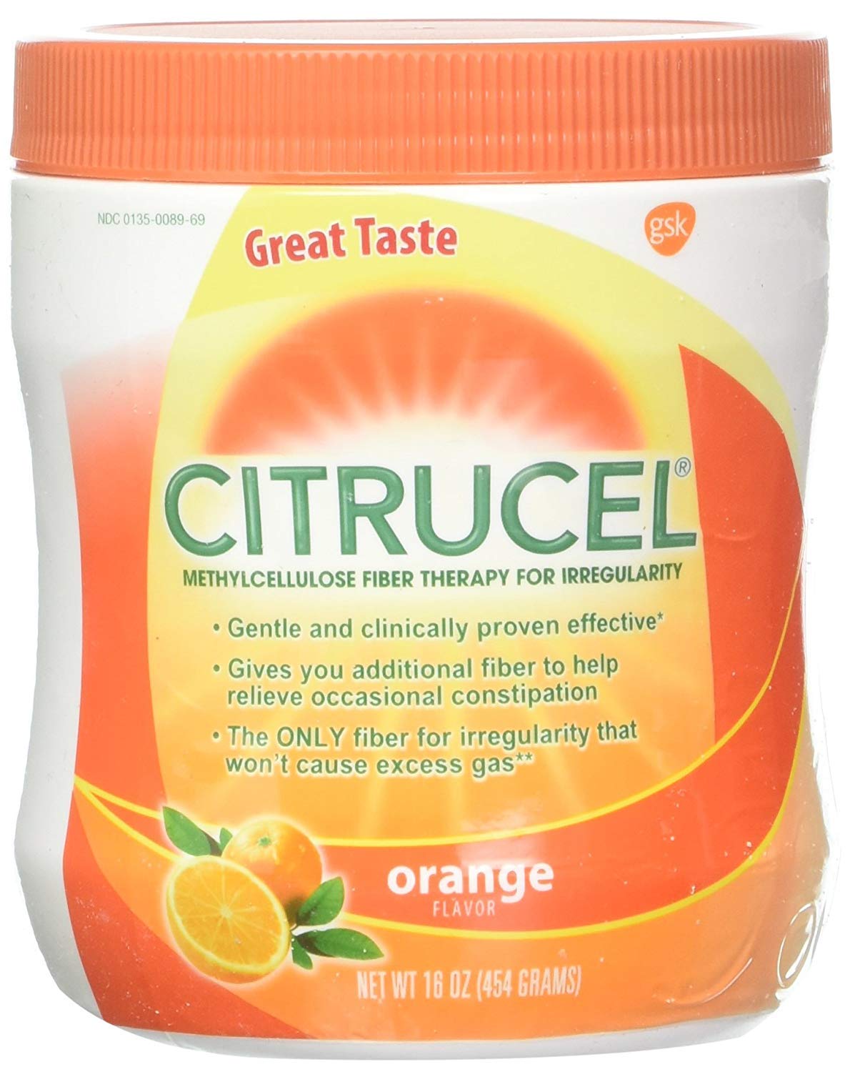 CITRUCEL Fiber Powder 16 oz orange flavour front view