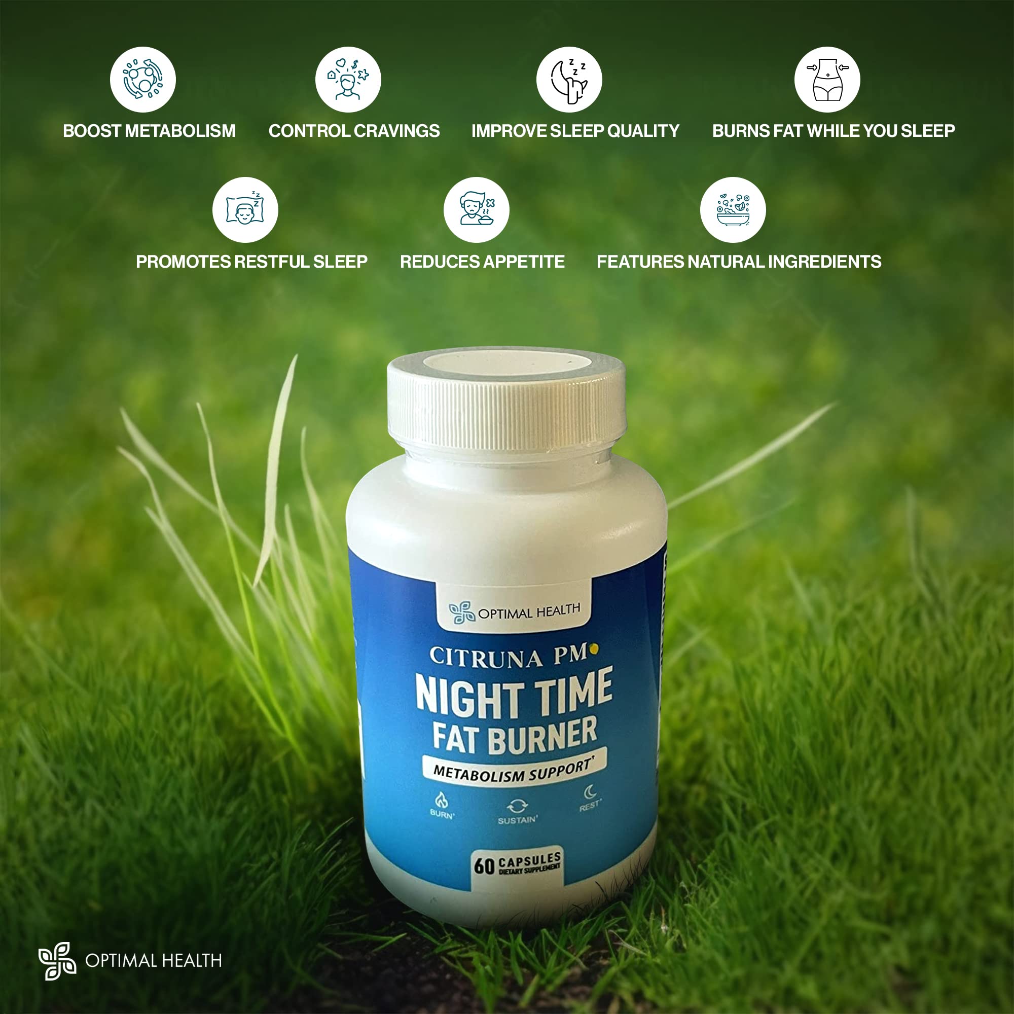 Citruna PM Night Fat Burner Capsules open bottle with capsules displayed