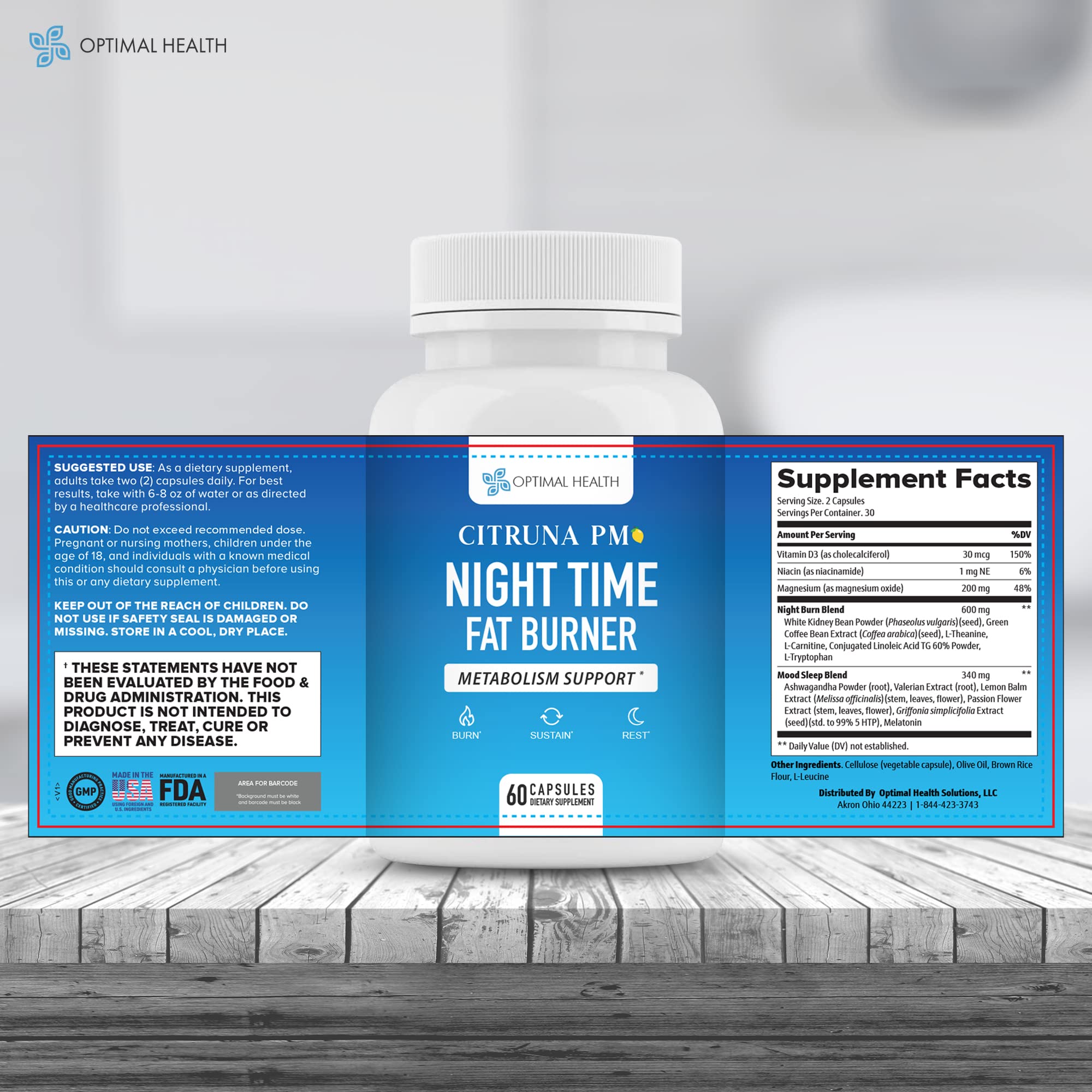 Citruna PM Night Fat Burner Capsules with a measuring spoon