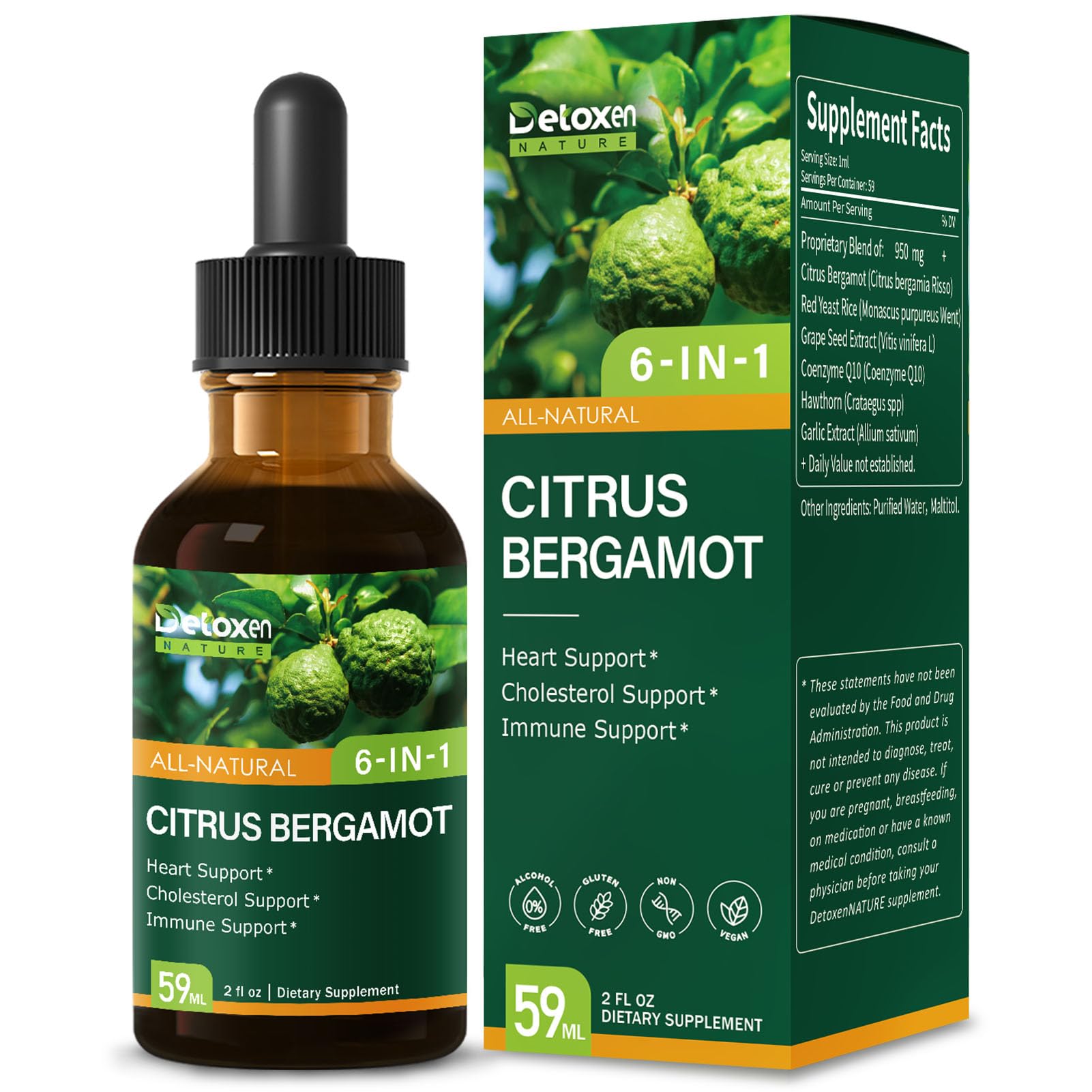 Citrus Bergamot Drops front view with dropper
