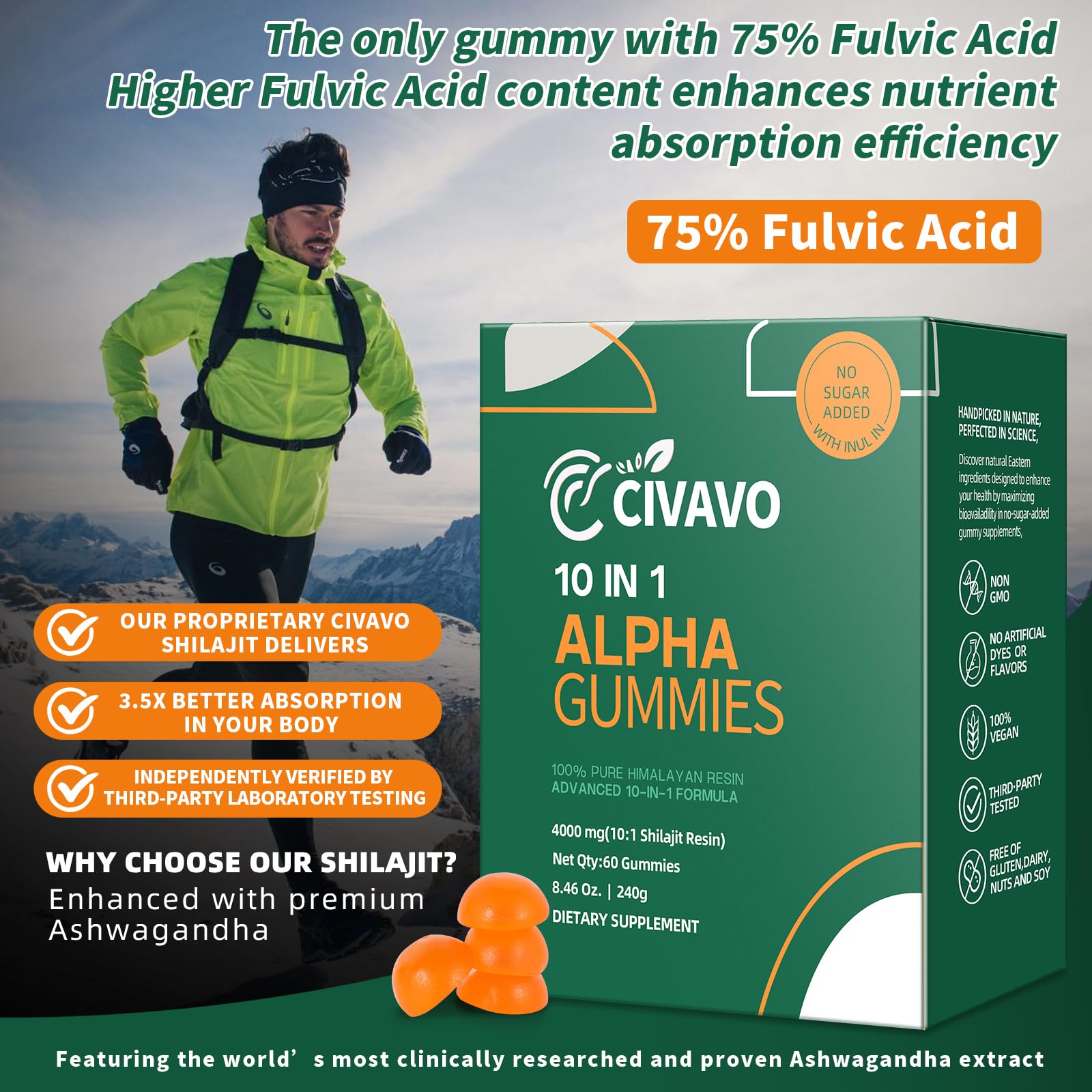 Civavo Shilajit Complex Gummies individual gummy close-up