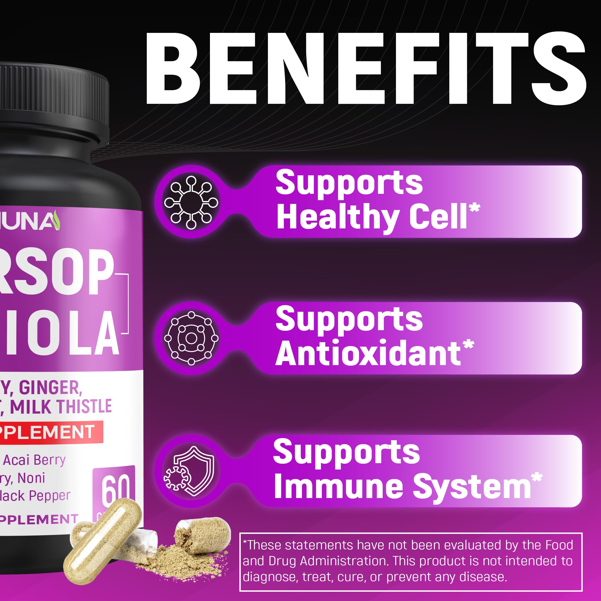 CIVIMUNA Soursop Graviola Capsules in hand