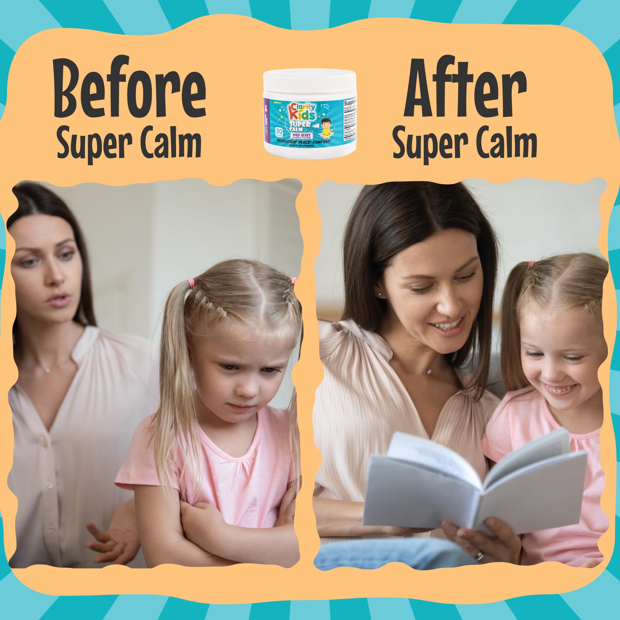 Clarity Super Calm Kids Magnesium Chewables packaging side view