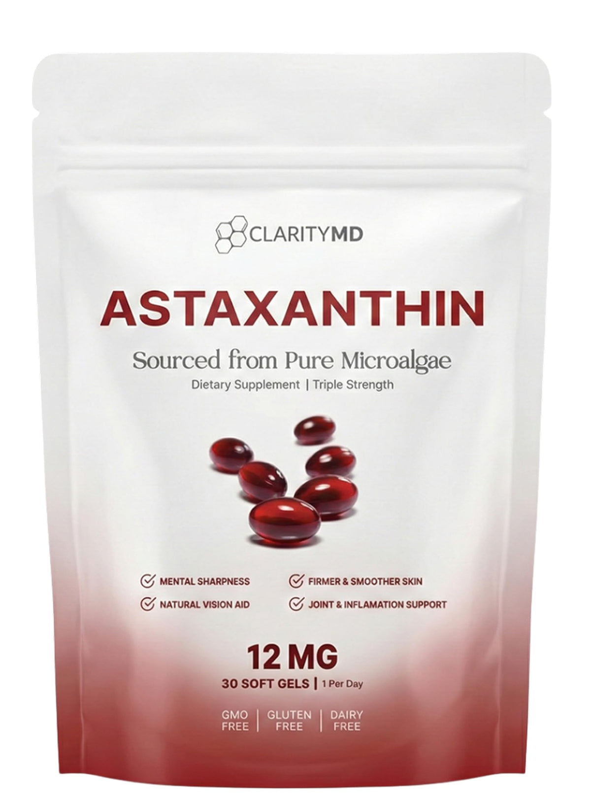 ClarityMD Astaxanthin Softgels front view with packaging