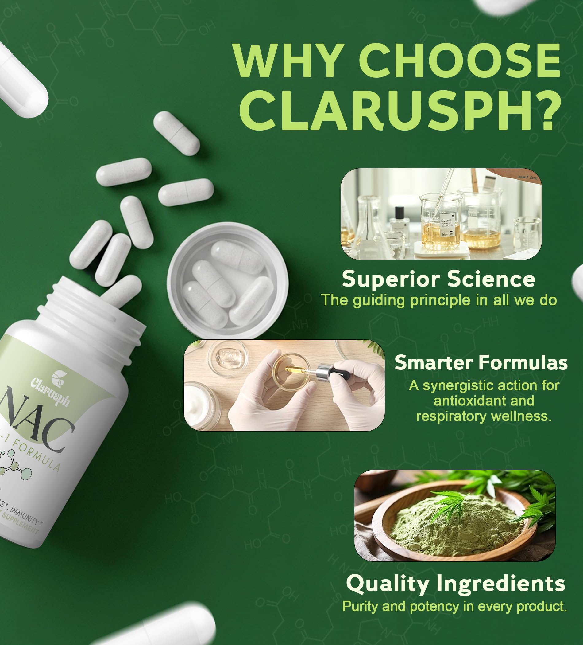 Clarusph NAC Supplement 1200mg capsules close-up