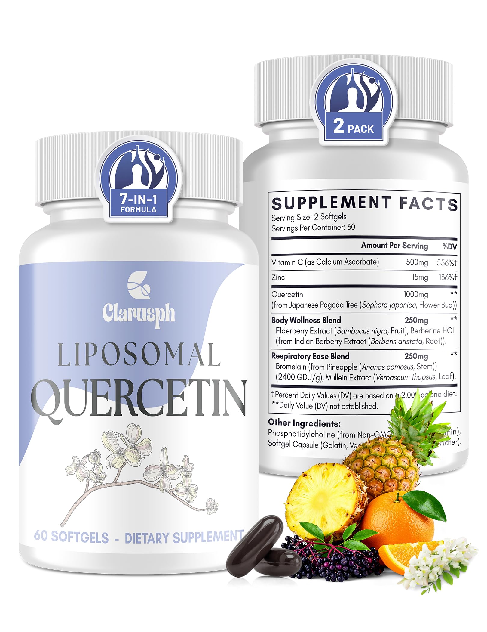 Clarusph Quercetin 1000mg softgels front view