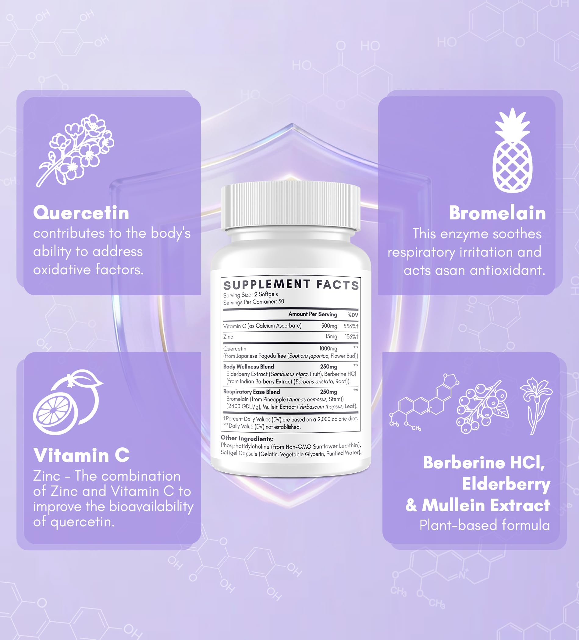Clarusph Quercetin softgels in a lifestyle setting