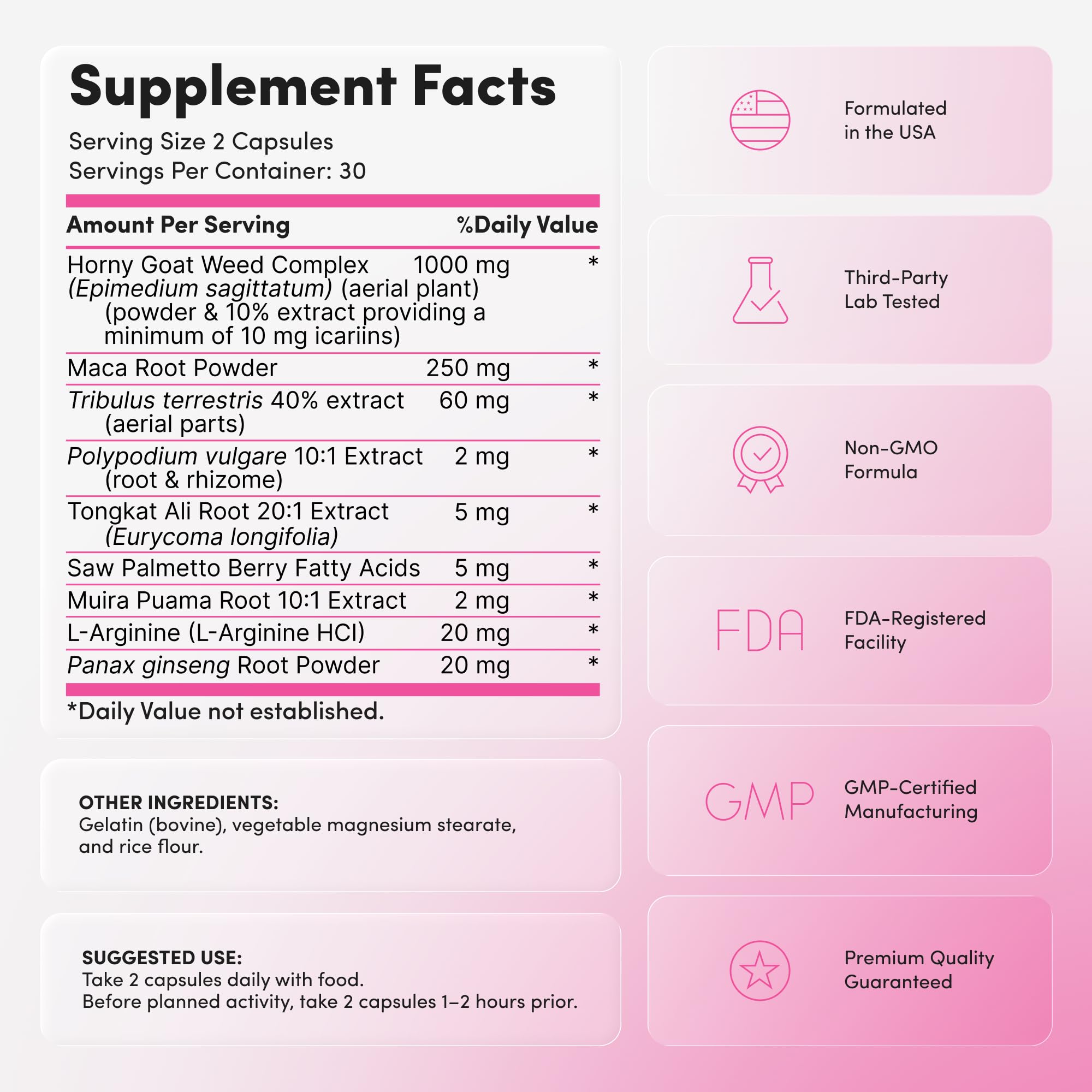 CLARVA Horny Goat Weed Supplement side view showing capsule