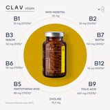 CLAV B Complex Vitamin Supplement capsule close-up