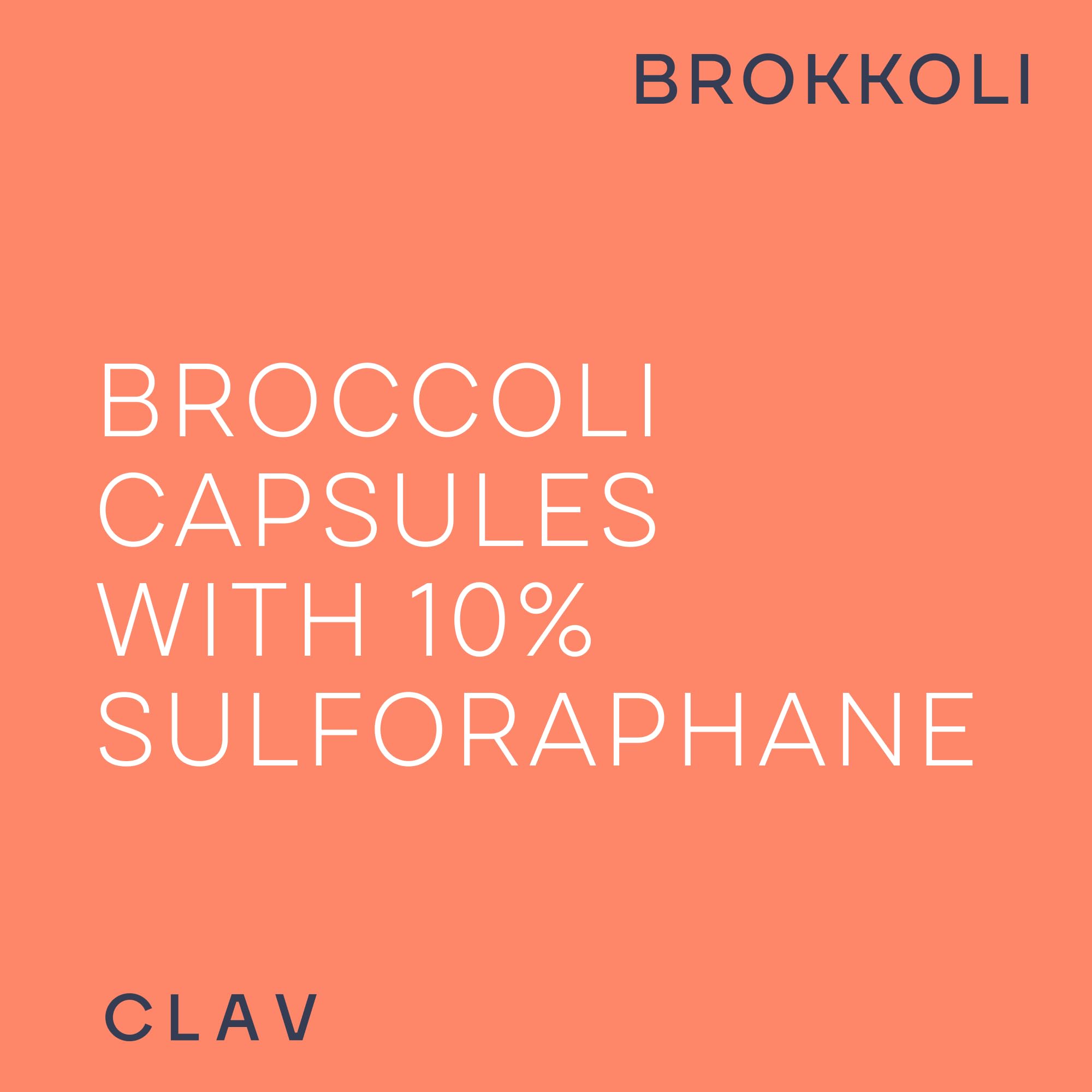 CLAV Broccoli Capsules 1000mg displayed on a wooden table
