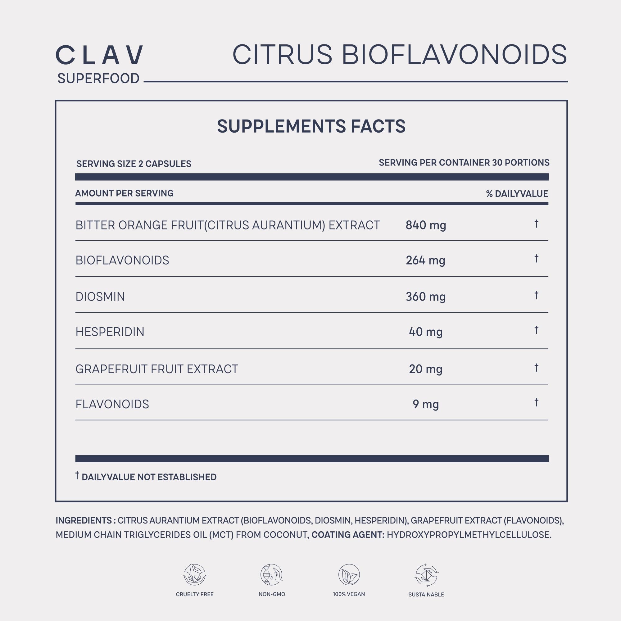 CLAV Flavonoid Complex Supplement with measuring spoon