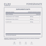 CLAV Pomegranate Supplement 1000mg capsules on table