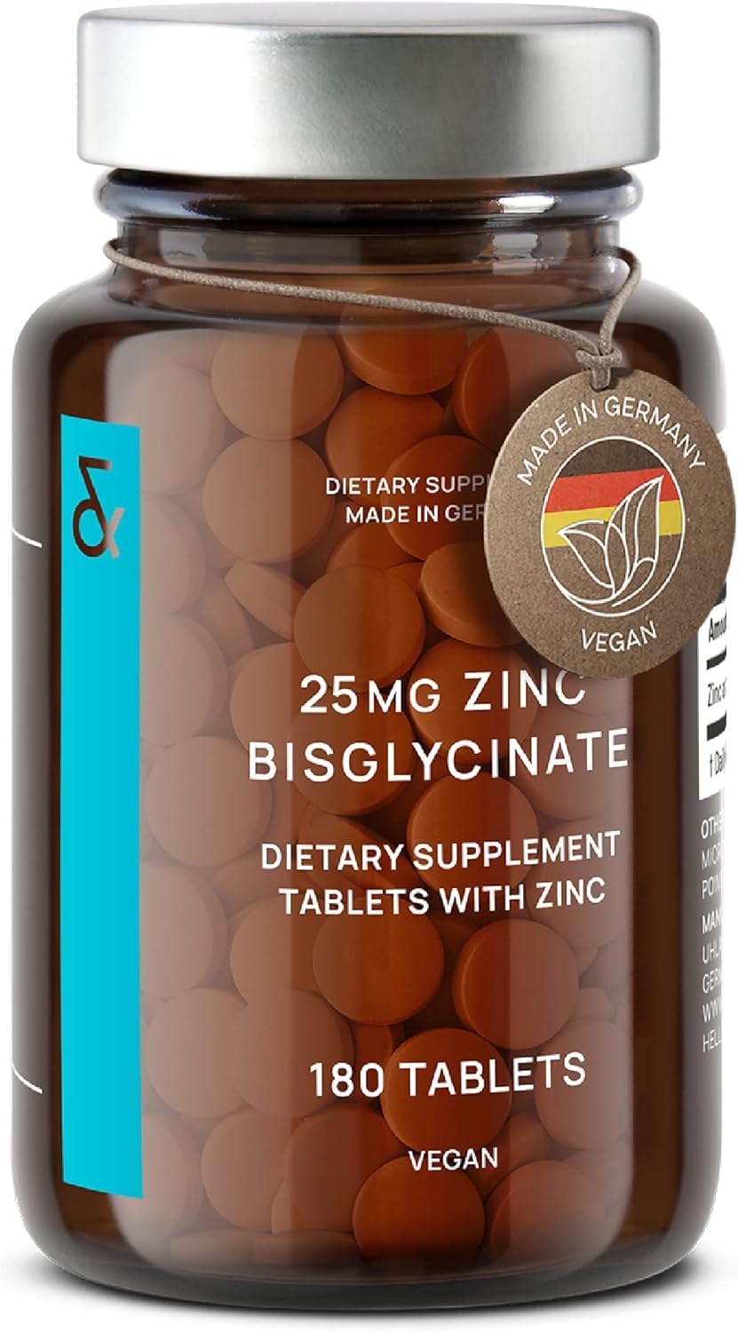 CLAV Vegan Zinc Bisglycinate Tablets on a wooden table