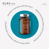 CLAV Vegan Zinc Bisglycinate Tablets with a measuring spoon