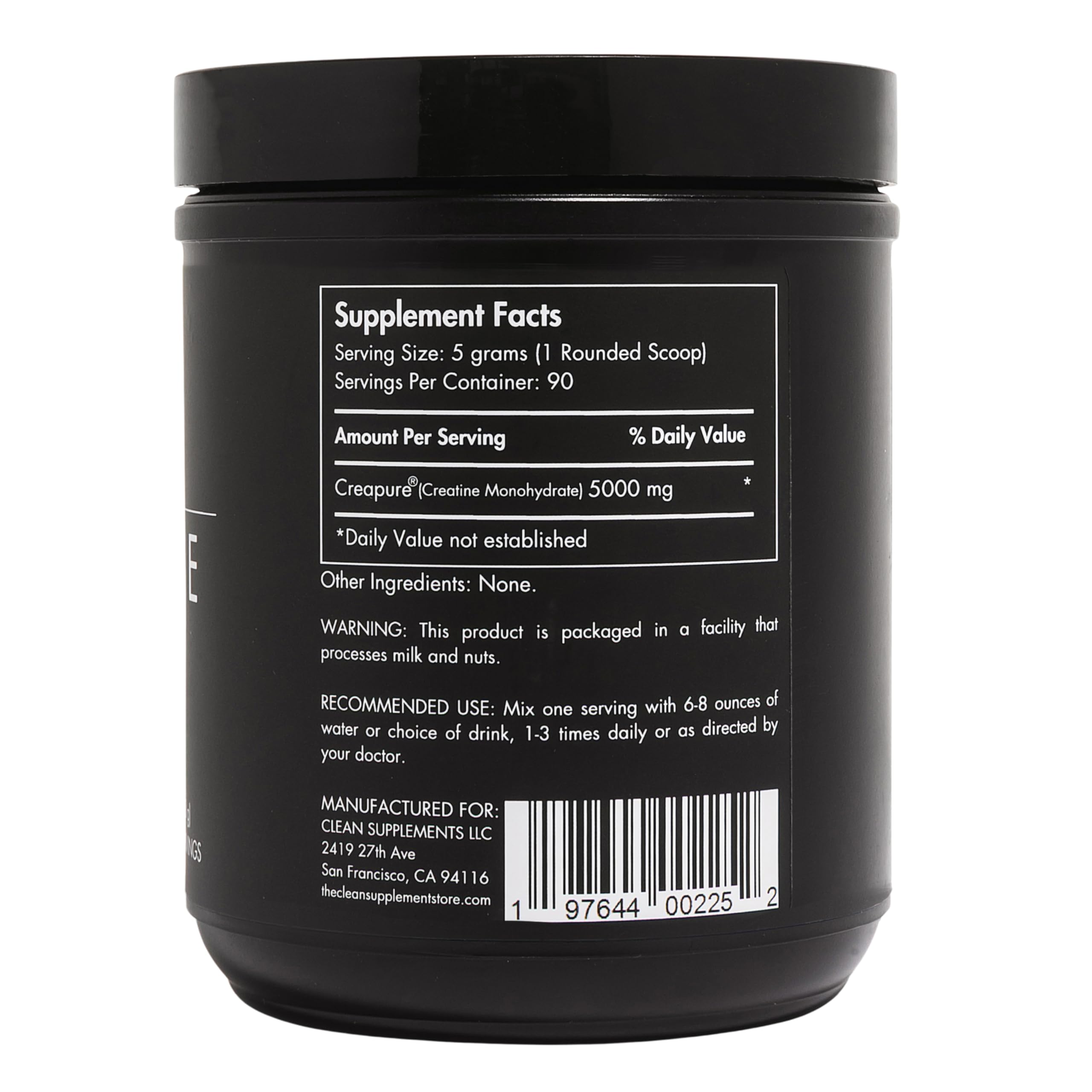 CLEAN Creatine Monohydrate Powder 531g packaging