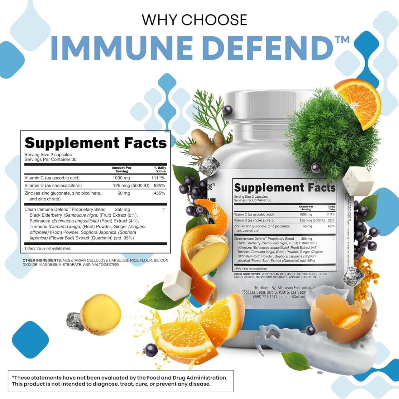 Clean Nutraceuticals 8 in 1 daily wellness Vitamins with ingredients list