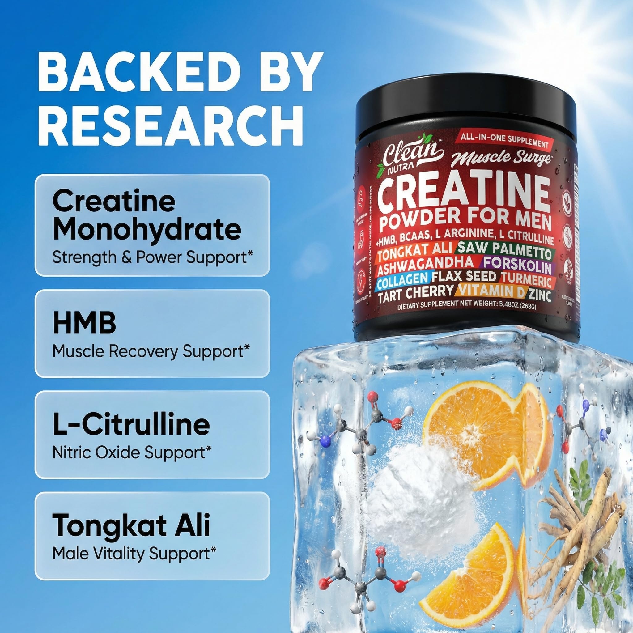 Clean Nutraceuticals All-In-One Creatine Supplement side view