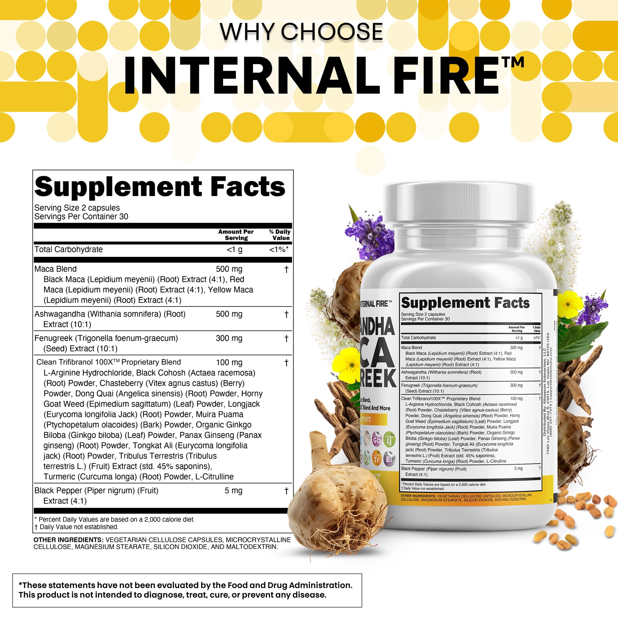 Clean Nutraceuticals Ashwagandha & Maca Root Capsules opened bottle