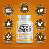 Clean Nutraceuticals Ashwagandha & Maca Root Capsules with a measuring spoon