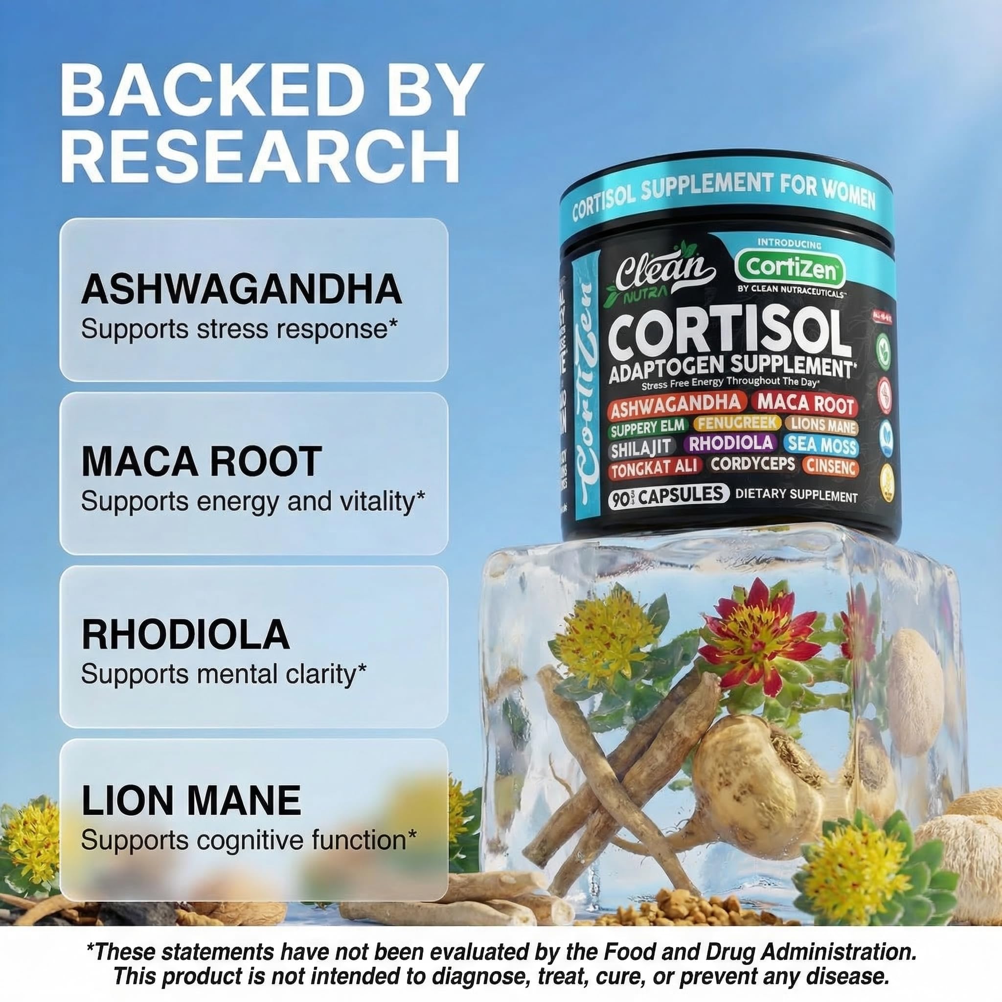 Clean Nutraceuticals Ashwagandha Supplement capsule close-up