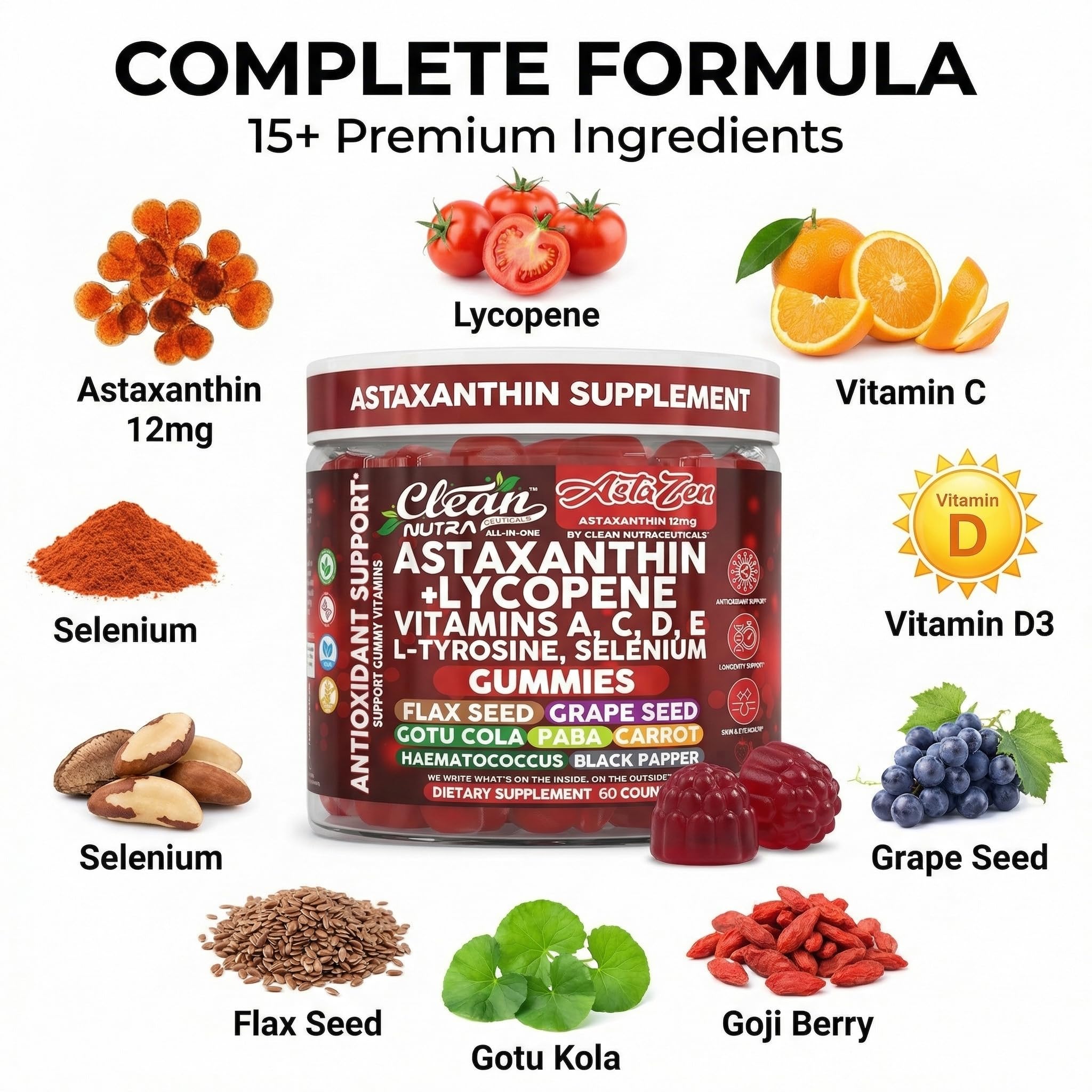 Clean Nutraceuticals AstaZen Astaxanthin Gummies ingredients list