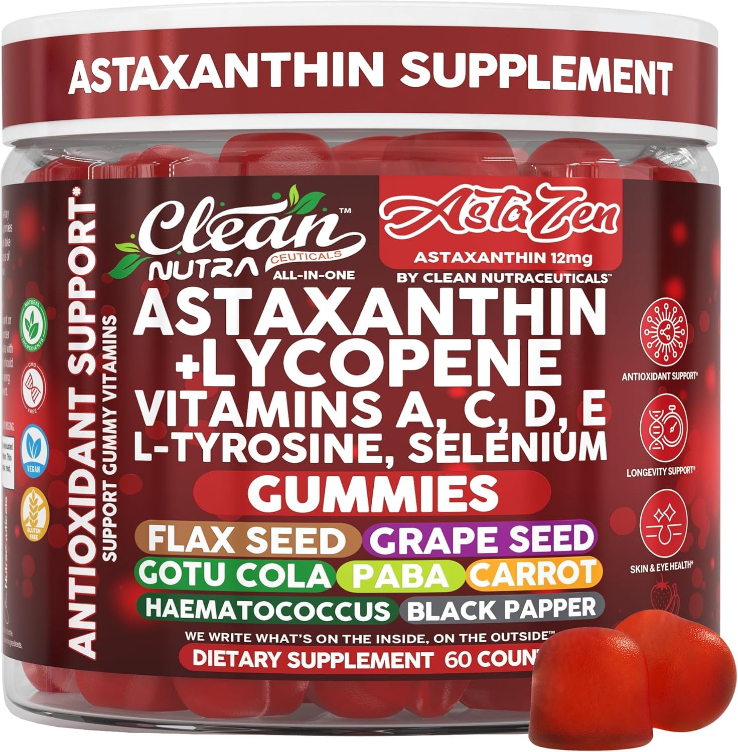 Clean Nutraceuticals AstaZen Astaxanthin Gummies packaging front view