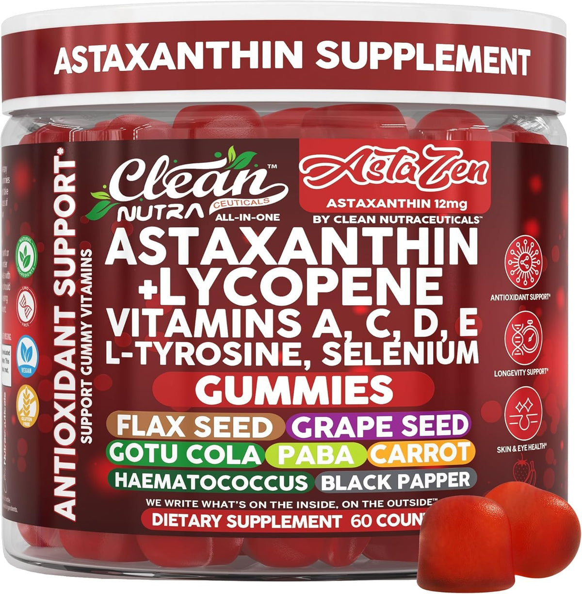 Clean Nutraceuticals AstaZen Astaxanthin Gummies packaging front view